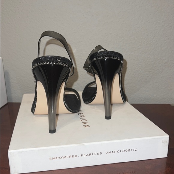 NWB Good American Black Glitter Women's Heels - Picture 4 of 6